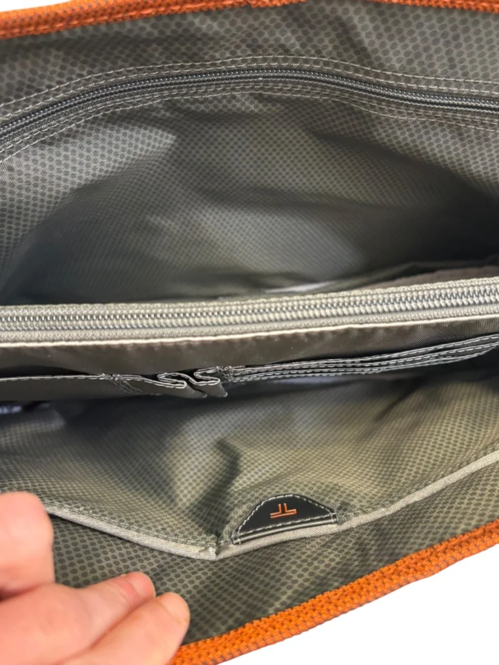 TUMI tech burnt sienna orange laptop briefcase school messenger bag